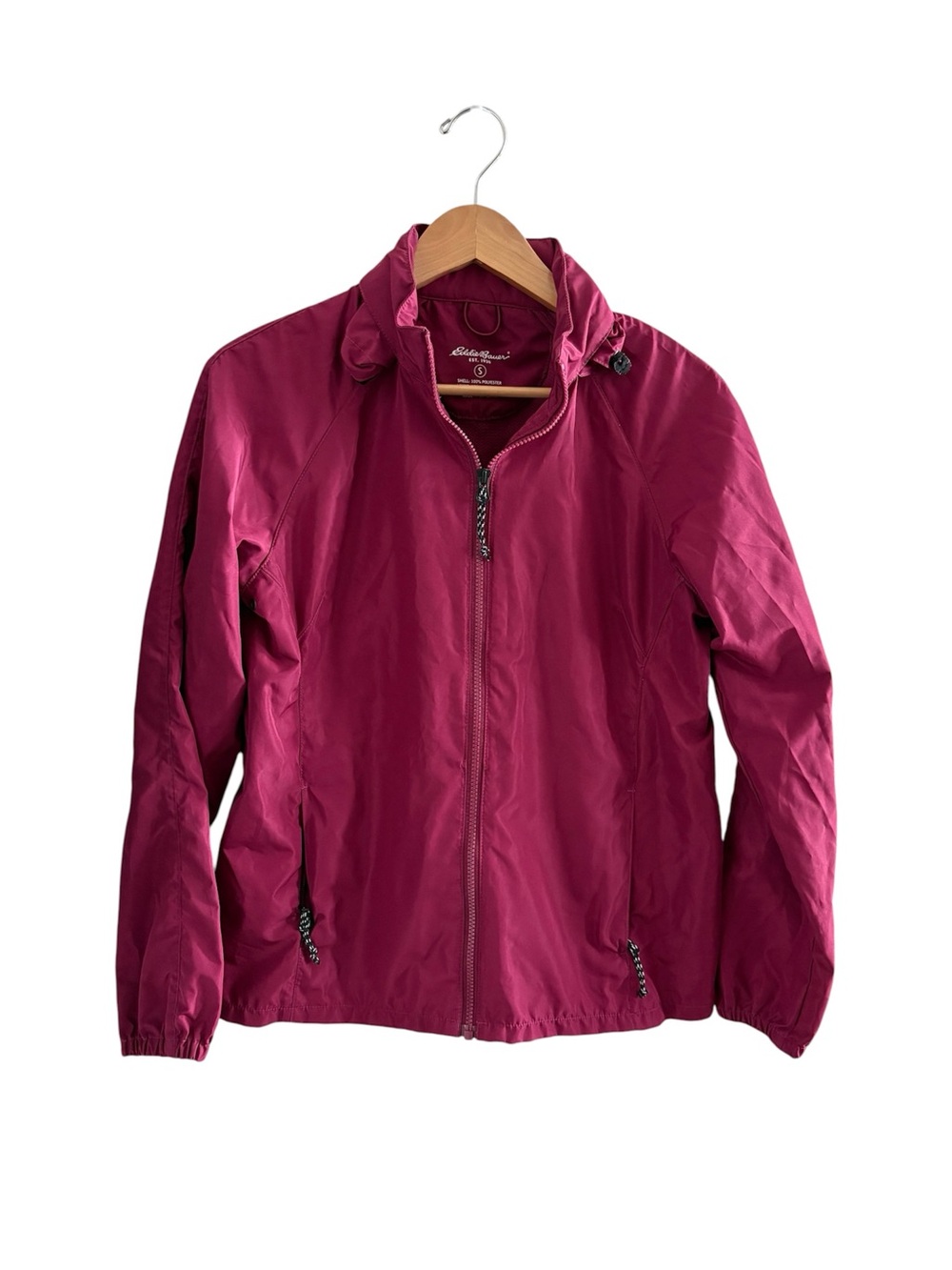Eddie Bauer Women's Raspberry Pink Packable Hood Windbreaker Jacket